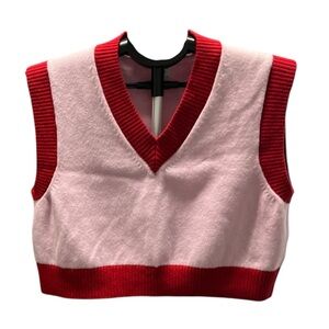 Sunday Best Red and Pink V-Neck Sweater Vest